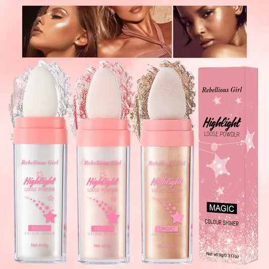 3-Color Fairy Dust Highlighter – Sparkling Shimmer Powder for Face, Eyes, Body & Collarbone Glow
