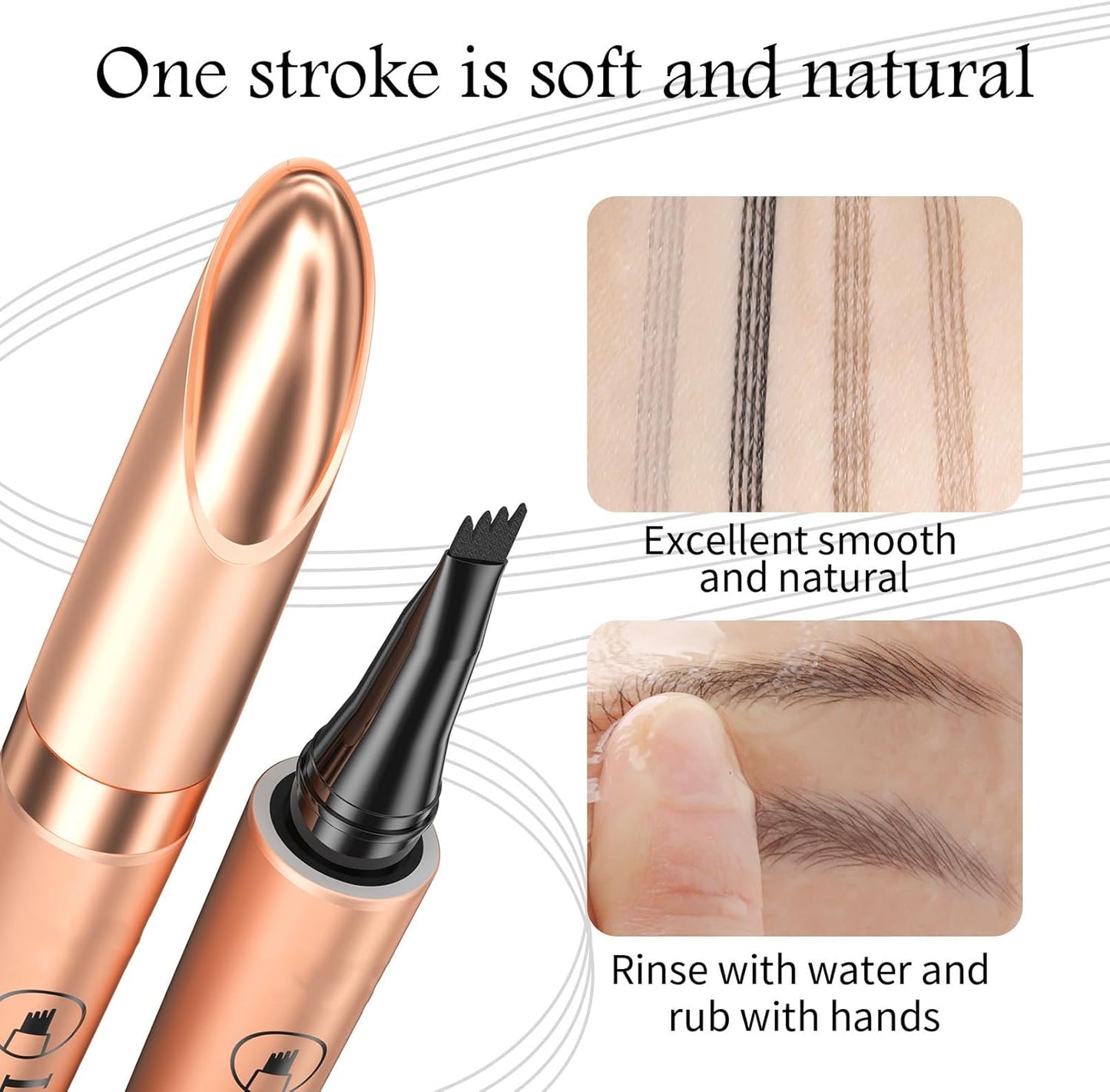 3D Microblading Eyebrow Pen – Waterproof 4-Tip Brow Pencil (01# Light Brown)