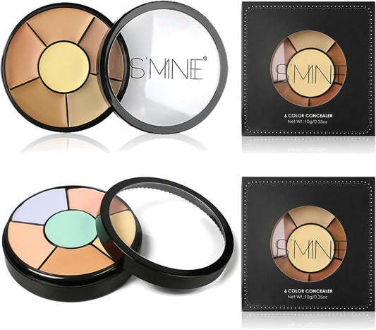 6-Color Correcting Concealer Palette – Full Coverage Cream for Dark Circles, Redness & Blemishes (2 x 10g)