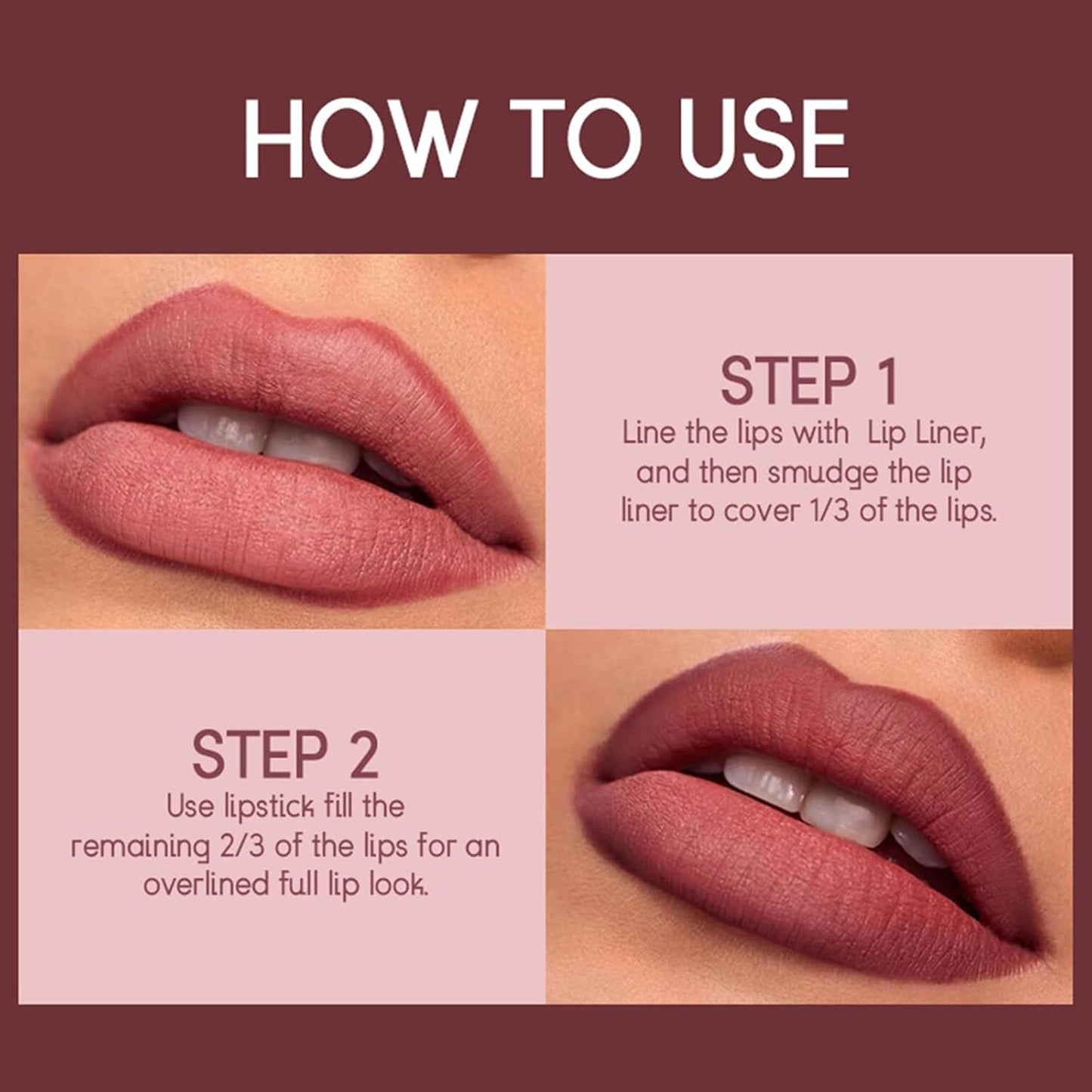 2-Piece Waterproof Lip Liner Tattoo – Long-Lasting Lip Stain Pencil (Dark Brown)