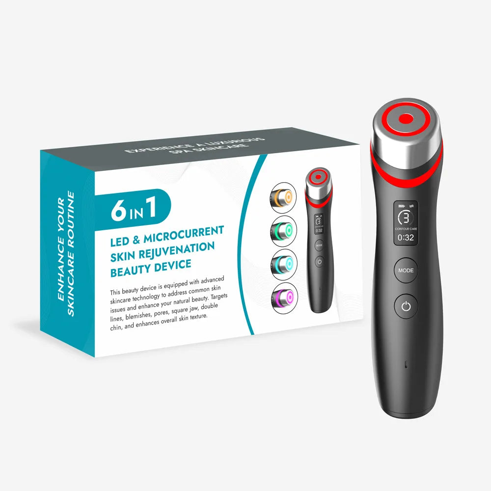 6-in-1 Anti-Aging Beauty Device โ Microcurrent Facial Lifting & Glow-Boosting Skincare Tool