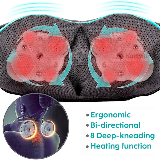 Heated Shiatsu Massager – Deep-Kneading U-Shape Pillow for Neck, Back, Waist & Legs