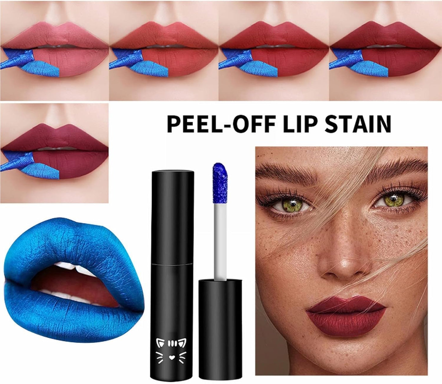 5-Color Peel-Off Lip Stain Set – Long-Lasting, Waterproof & Non-Stick Tint for Women