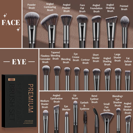 25-Piece Professional Makeup Brush Set – Face & Eye Beauty Brush Gift Box
