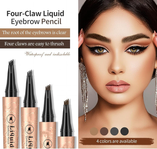3D Microblading Eyebrow Pen – Waterproof 4-Tip Brow Pencil (01# Light Brown)