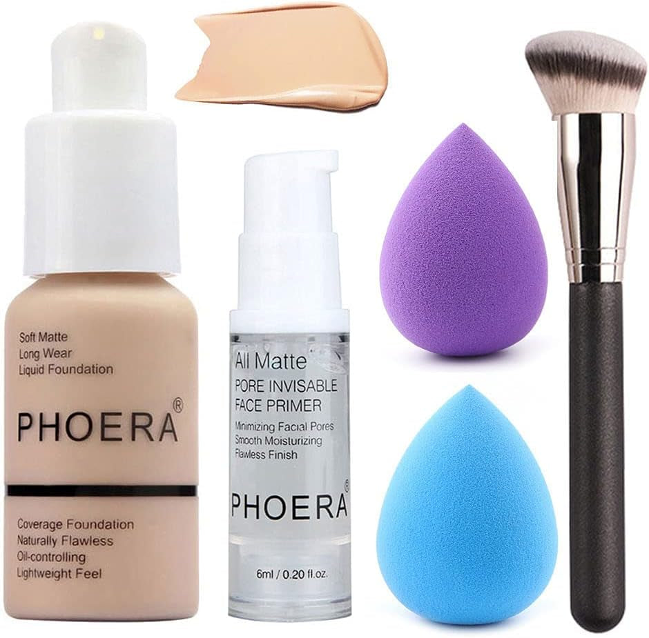 All-in-One Makeup Set – Eyeshadow, Foundation, Primer, Lipsticks, Eyebrow Kit & More (Set A)