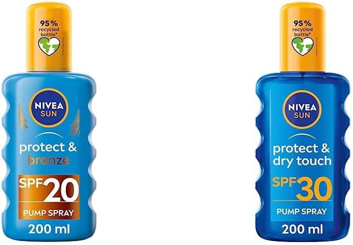 Protect & Bronze Sun Spray SPF20 (200Ml), Bronzing Tanning Lotion Spray with SPF20 &  Protect & Dry Touch Sun Spray (200 Ml), Water-Resistant SPF 30 Sun Spray