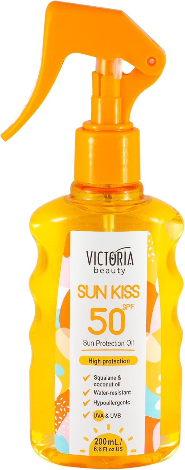 Sun Kiss SPF 50 Mist – Water-Resistant, Fast-Absorbing Sunscreen Spray with Squalane & Coconut Oil (200ml)