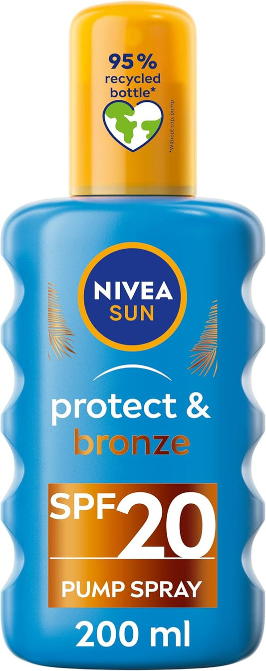 Protect & Bronze Sun Spray SPF20 (200Ml), Bronzing Tanning Lotion Spray with SPF20 &  Protect & Dry Touch Sun Spray (200 Ml), Water-Resistant SPF 30 Sun Spray