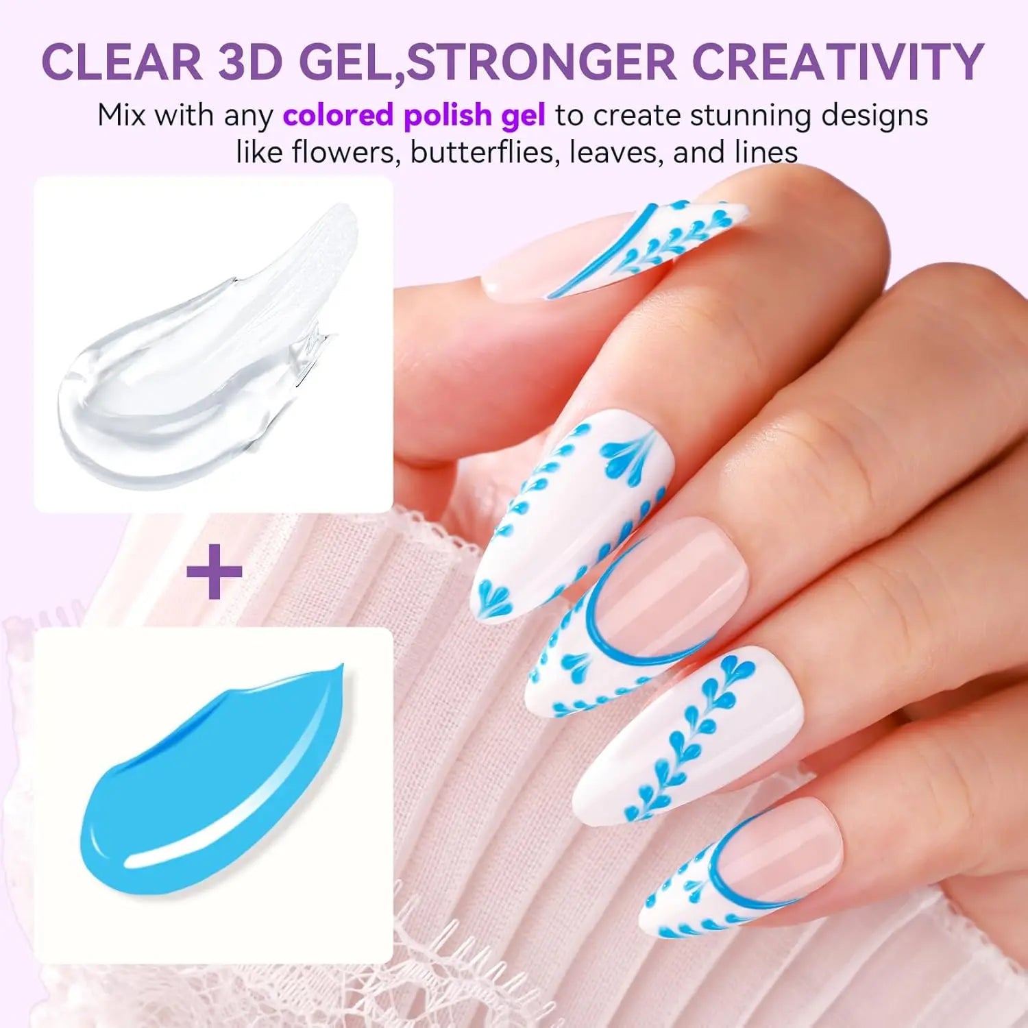 3D Clear Sculpture Painting Nail Gel for Nails Art Chrome Nail Powder Micro  Sculpting Gel No Wipe UV Gel Polish Carving