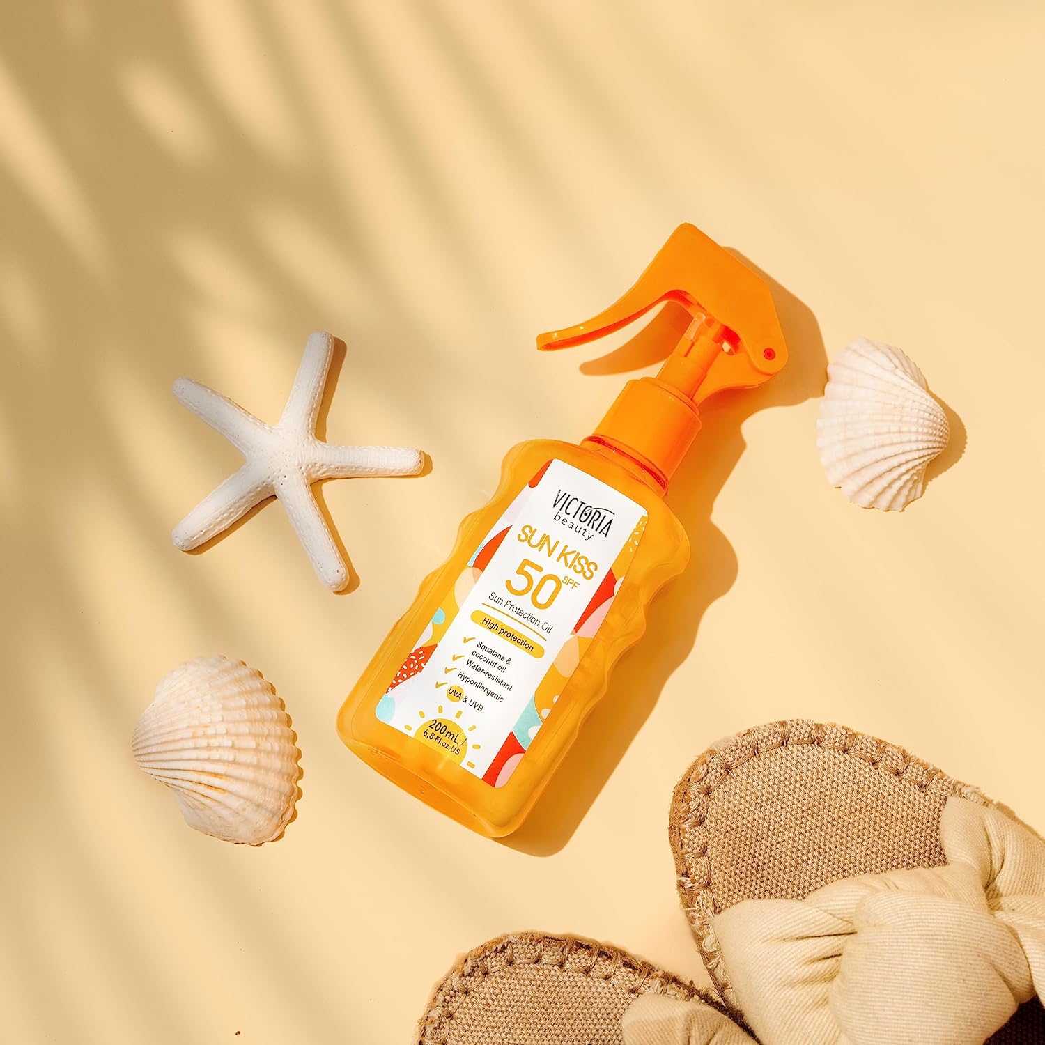 Sun Kiss SPF 50 Mist – Water-Resistant, Fast-Absorbing Sunscreen Spray with Squalane & Coconut Oil (200ml)