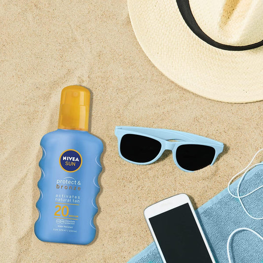 Protect & Bronze Sun Spray SPF20 (200Ml), Bronzing Tanning Lotion Spray with SPF20 &  Protect & Dry Touch Sun Spray (200 Ml), Water-Resistant SPF 30 Sun Spray