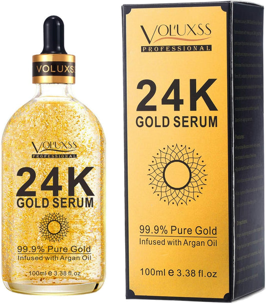 Pure 24K Gold Face Serum – Anti-Aging, Hydrating with Hyaluronic Acid & Argan Oil
