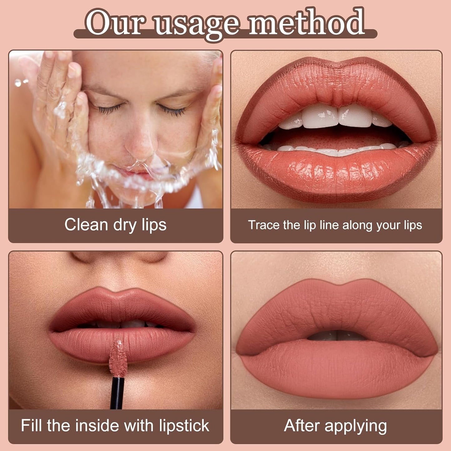 2-Piece Waterproof Lip Liner – Removable, Long-Lasting, Dark Brown