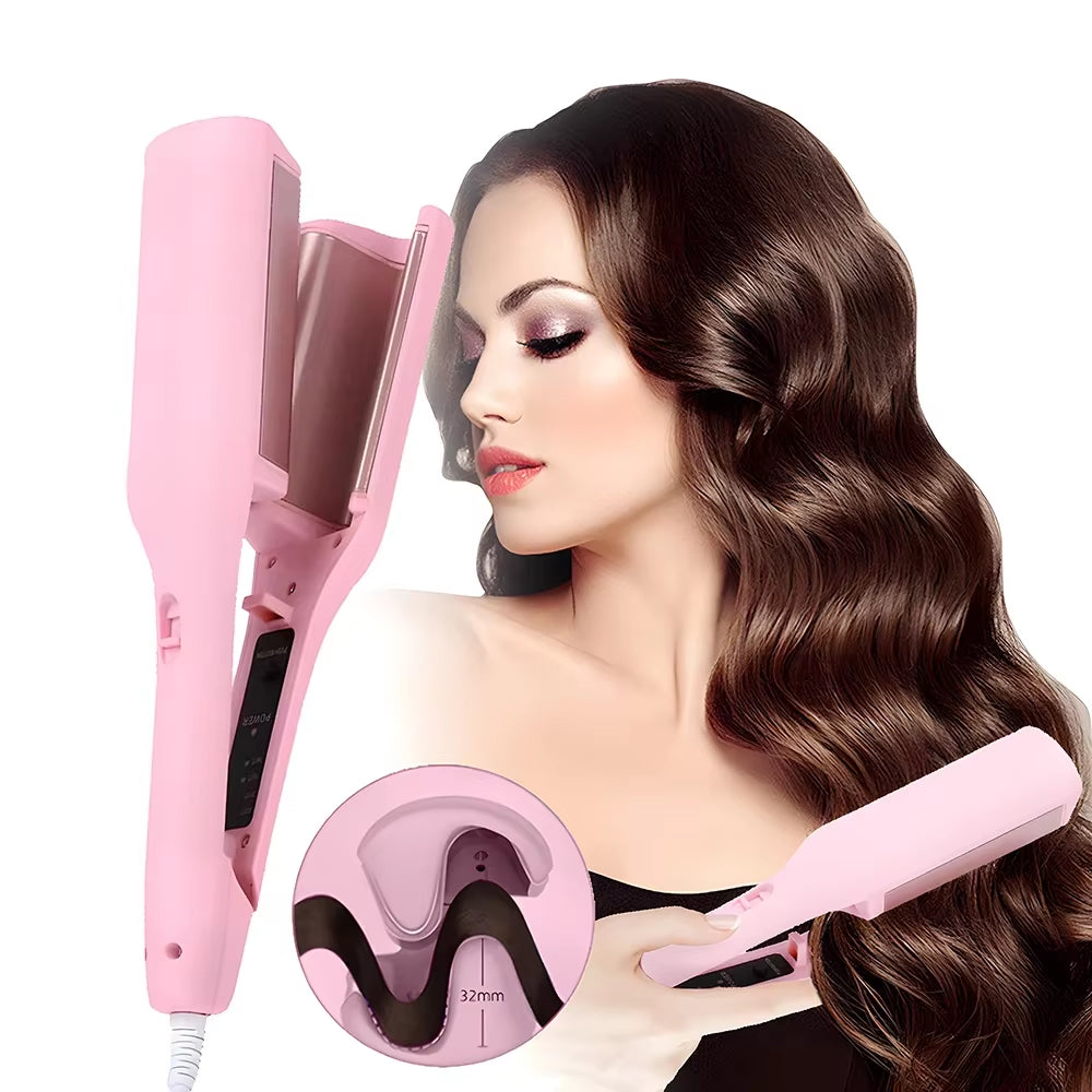 32mm Deep Wave Hair Curler – Fast-Heat Crimping Iron with 4 Temp Settings for All Hair Types