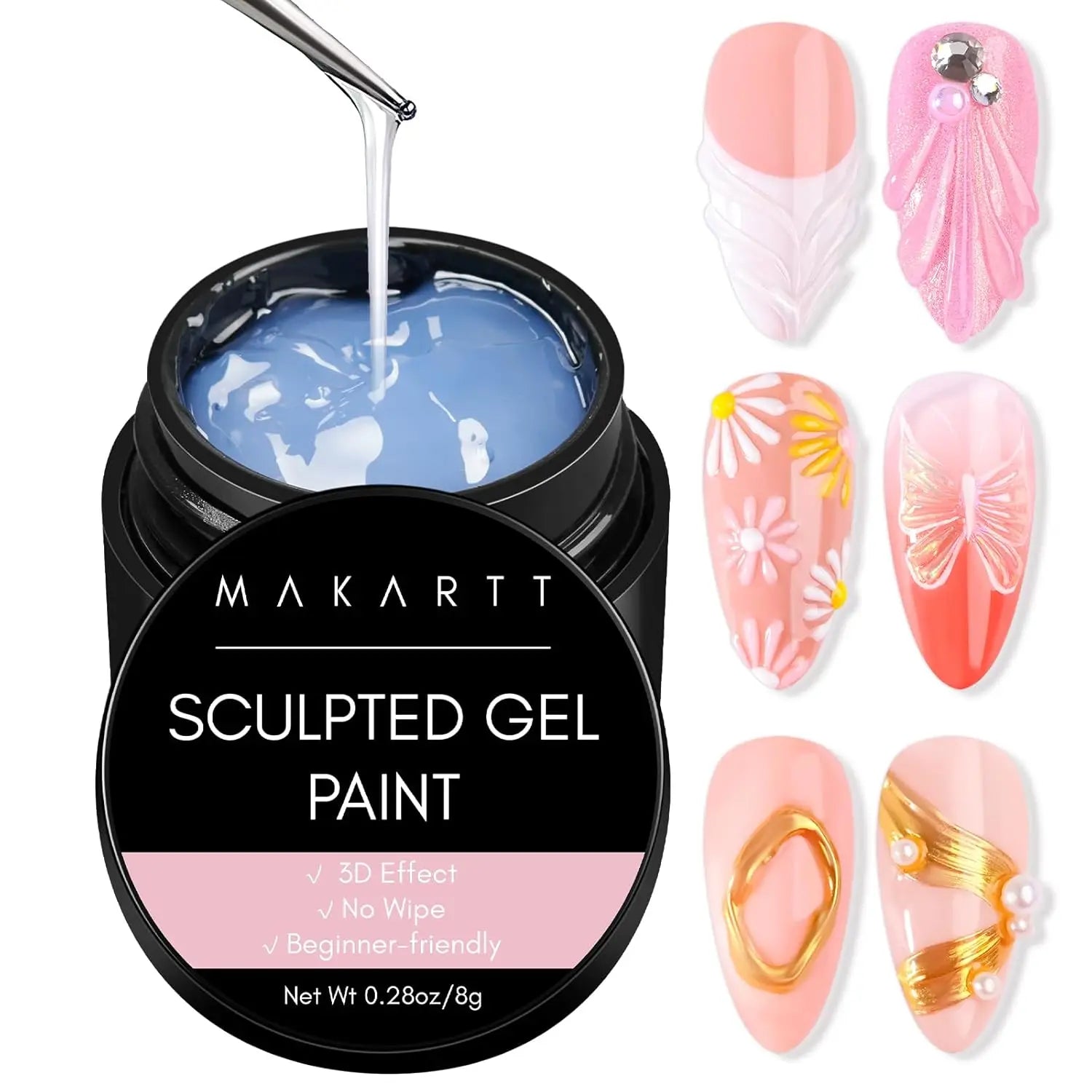 3D Clear Sculpture Painting Nail Gel for Nails Art Chrome Nail Powder Micro  Sculpting Gel No Wipe UV Gel Polish Carving