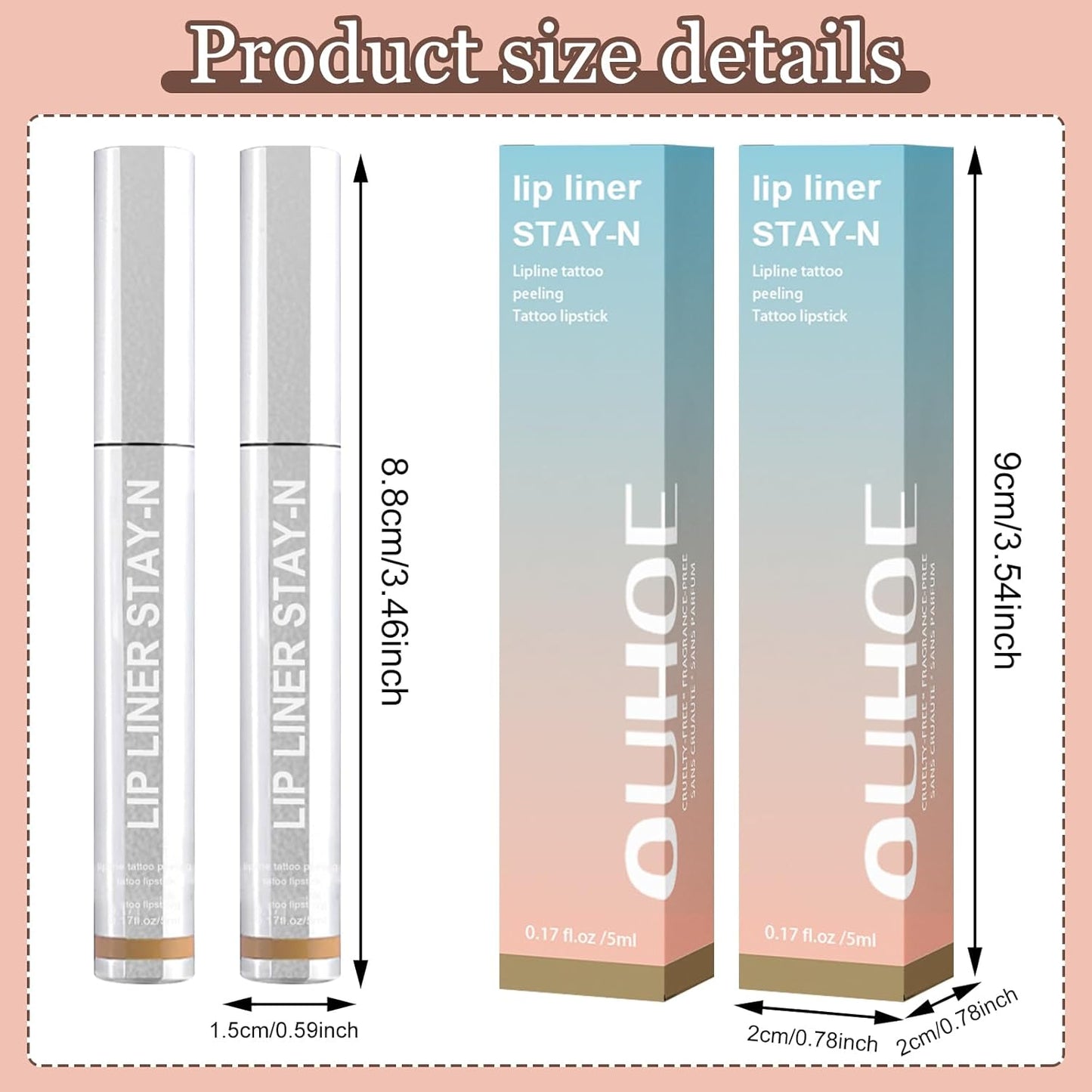 2-Piece Waterproof Lip Liner – Removable, Long-Lasting, Dark Brown