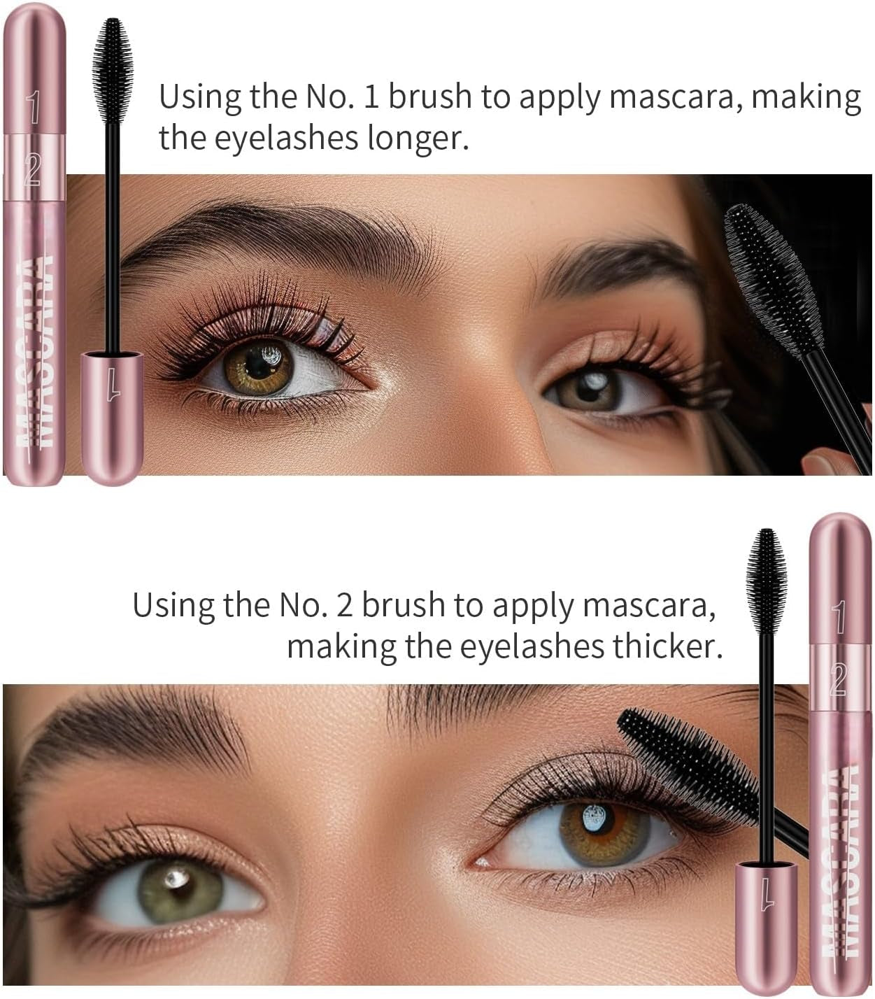 2-in-1 4D Silk Fiber Mascara – Waterproof, Volumizing & Long-Lasting Curl (Black)